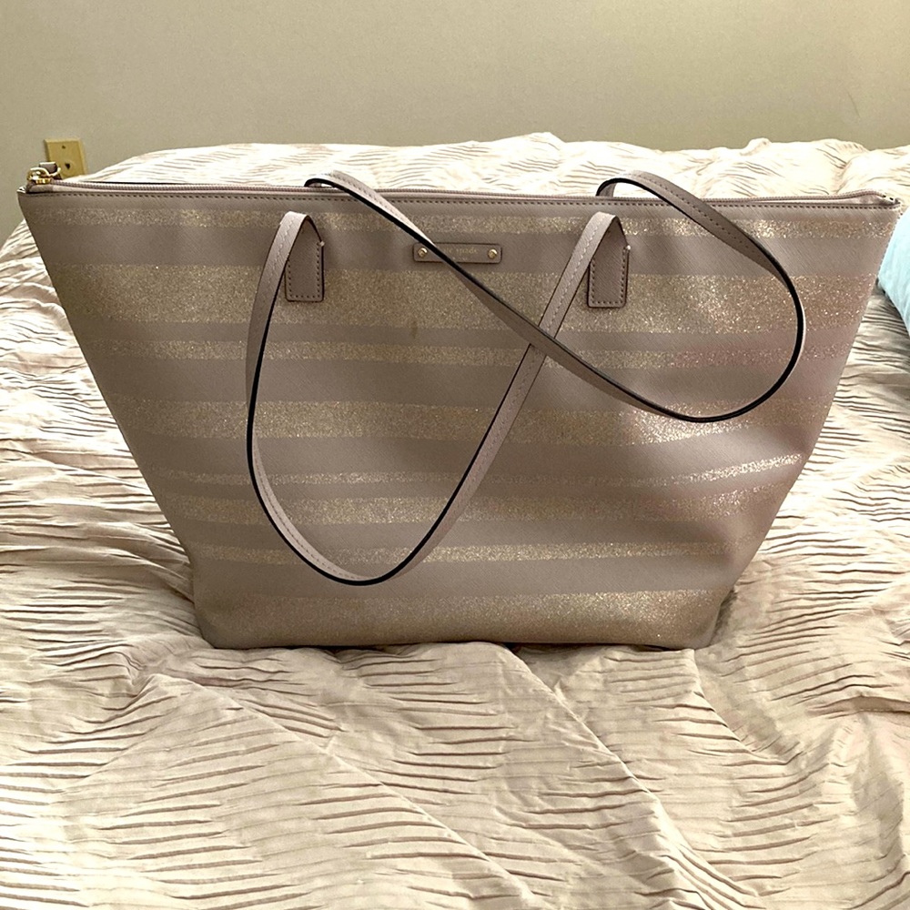 Kate Spade Glitter Stripe Large Tote